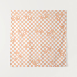 Peach Fuzz Cherry Gingham Pattern Wandkleed
