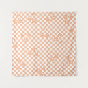 Peach Fuzz Cherry Gingham Pattern Wandkleed