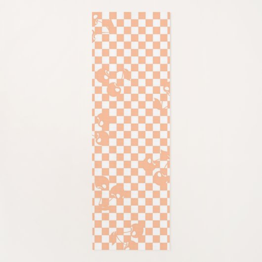 Peach Fuzz Cherry Gingham Pattern Yogamat (Voorkant)