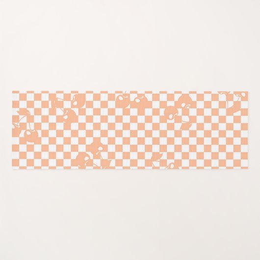 Peach Fuzz Cherry Gingham Pattern Yogamat (Voorkant (horizontaal))