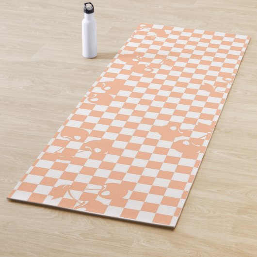 Peach Fuzz Cherry Gingham Pattern Yogamat (In situ)