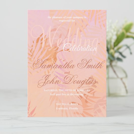 Peach Fuzz Classic Minimalistische moderne bruilof Kaart (Staand voorkant)