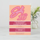 Peach fuzz Cool fun neon roze typografie streep Kaart (Staand voorkant)