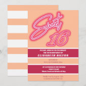 Peach fuzz Cool fun neon roze typografie streep Kaart (Voorkant / Achterkant)