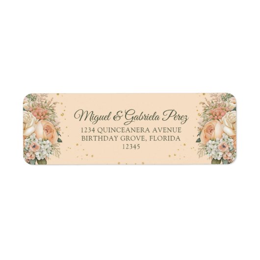 Peach Fuzz Cream Floral retouradres Etiket (Voorkant)