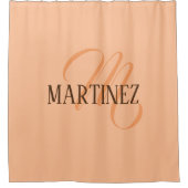 Peach Fuzz Elegante gepersonaliseerde naam Douchegordijn (Voorkant)