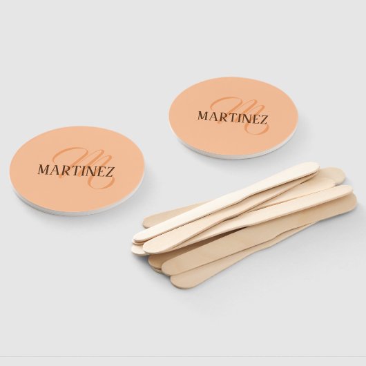 Peach Fuzz Elegante gepersonaliseerde naam Handwaaier (Niet-gemonteerd)