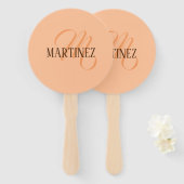 Peach Fuzz Elegante gepersonaliseerde naam Handwaaier (Voorkant en achterkant)