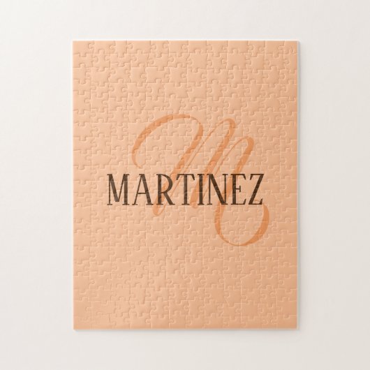 Peach Fuzz Elegante gepersonaliseerde naam Legpuzzel (Verticaal)