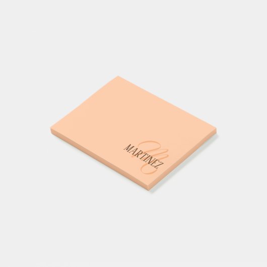 Peach Fuzz Elegante gepersonaliseerde naam Post-it® Notes (Schuin)