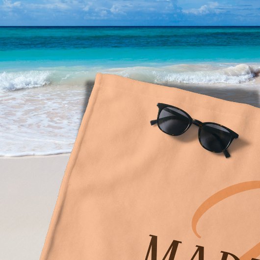 Peach Fuzz Elegante gepersonaliseerde naam Strandlaken