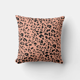 Peach Fuzz en Black Cheetah Animal Print Kussen