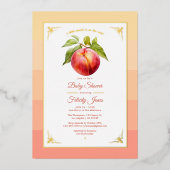 Peach Fuzz en Gold Foil Baby shower Folie Uitnodiging (Voorkant)