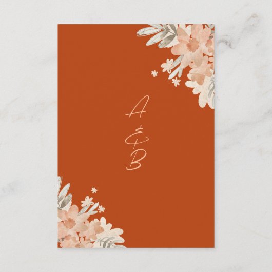 Peach Fuzz en Rust Waterverf Bruiloft RSVP Informatiekaartje (Achterkant)