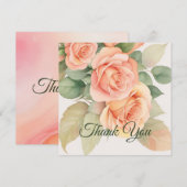 Peach Fuzz Floral Roos Achtergrond Bedankkaart (Voorkant / Achterkant)