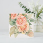 Peach Fuzz Floral Roos Achtergrond Bedankkaart (Staand voorkant)