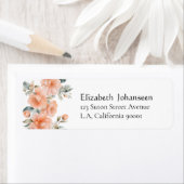 Peach Fuzz Floral Waterverf Chique Calligrafie Naa Etiket (Insitu)