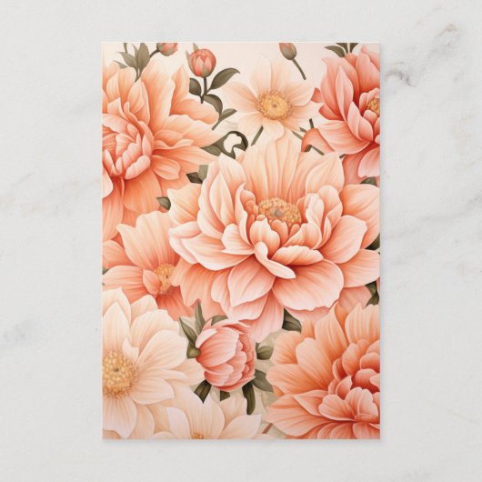 Peach Fuzz Floral Wedding Gastengegevens Informatiekaartje (Achterkant)