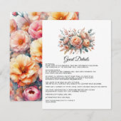 Peach Fuzz Floral Wedding Gastengegevens Informatiekaartje (Voorkant / Achterkant)