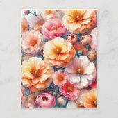 Peach Fuzz Floral Wedding Gastengegevens Informatiekaartje (Achterkant)