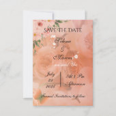 Peach Fuzz Floral Wedding Save the Date (Voorkant)