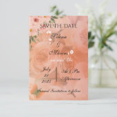 Peach Fuzz Floral Wedding Save the Date (Staand voorkant)