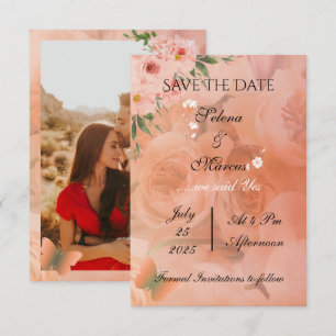 Peach Fuzz Floral Wedding Save the Date