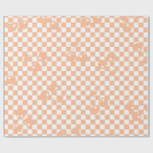 Peach Fuzz Geruit Retro Cherry Plaid Patroon Cadeaupapier (Vlak)