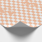 Peach Fuzz Geruit Retro Cherry Plaid Patroon Cadeaupapier (Hoek)