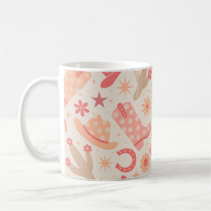 Peach Fuzz Groovy Cowgirl Laarzen en Haten patroon Koffiemok