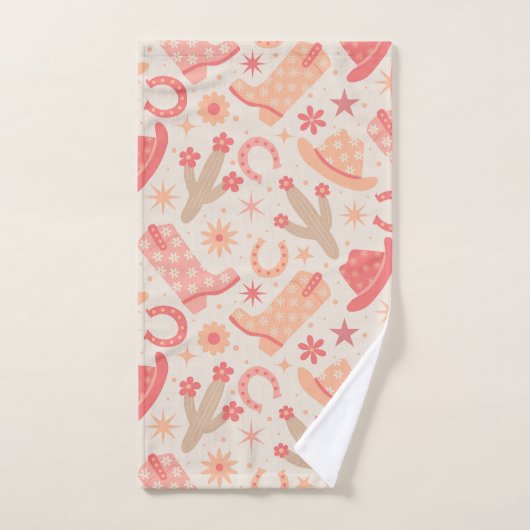 Peach Fuzz Groovy Cowgirl Laarzen en Petten Bad Handdoek (Handdoek)