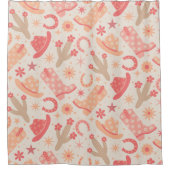 Peach Fuzz Groovy Cowgirl Laarzen en Petten Douchegordijn (Voorkant)