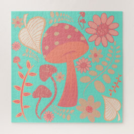 Peach Fuzz Kleur van het jaar champignons bloemig Legpuzzel