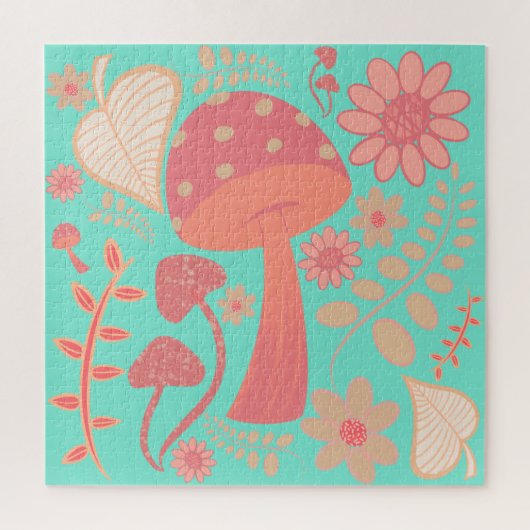 Peach Fuzz Kleur van het jaar champignons bloemig Legpuzzel (Verticaal)