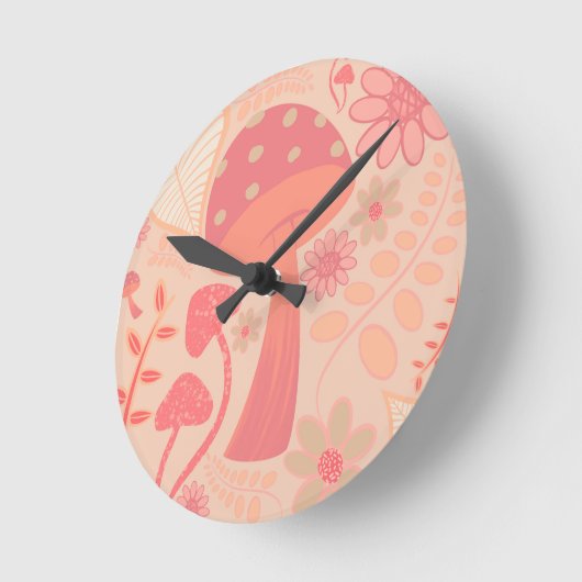 Peach Fuzz Kleur van het jaar champignons bloemig Ronde Klok (Hoek)