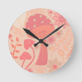 Peach Fuzz Kleur van het jaar champignons bloemig Ronde Klok (Voorkant)