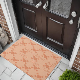 Peach Fuzz Love Hearts tweetalige tekst "Amor" "Lo Deurmat