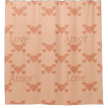 Peach Fuzz Love Hearts tweetalige tekst "Amor" "Lo