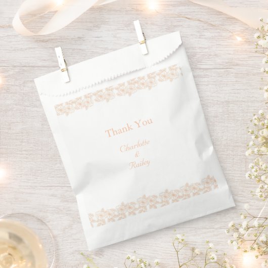 Peach Fuzz minimalistisch trendy bloempatroon Bedankzakje (Geknipt)