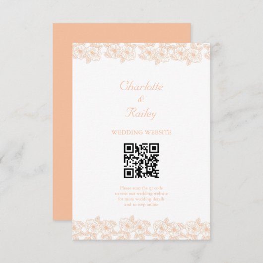 Peach Fuzz minimalistisch trendy bloempatroon Informatiekaartje (Voorkant / Achterkant)