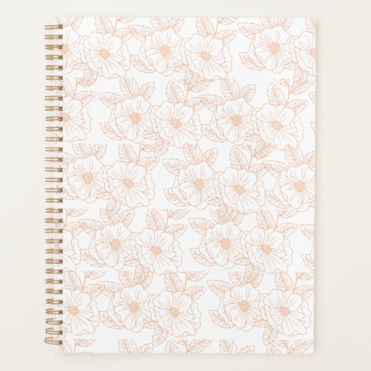 Peach Fuzz minimalistische trendy kleur bloem patr Planner (Voorkant)
