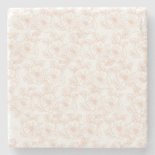 Peach Fuzz minimalistische trendy kleur bloem patr Stenen Onderzetter (Voorkant)