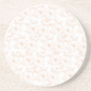Peach Fuzz minimalistische trendy kleur bloem patr Zandsteen Onderzetter