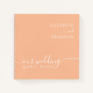 Peach Fuzz Modern Minimal Wedding Gastenboek Notitieboek