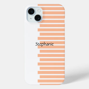 Peach Fuzz Monogram Aangepaste naam Stripes 2024 iPhone 15 Mini Hoesje