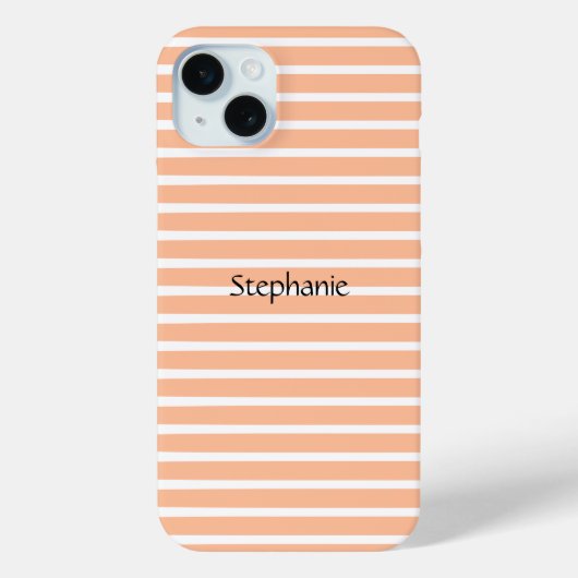 Peach Fuzz Monogram Aangepaste naam Stripes 2024 Case-Mate iPhone Case (Achterkant)