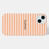 Peach Fuzz Monogram Aangepaste naam Stripes 2024 Case-Mate iPhone Case (Achterkant (horizontaal))