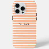 Peach Fuzz Monogram Aangepaste naam Stripes 2024 Case-Mate iPhone Case (Achterkant)