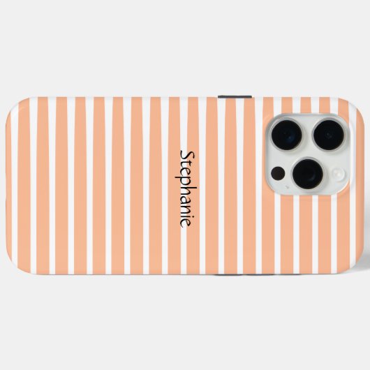 Peach Fuzz Monogram Aangepaste naam Stripes 2024 Case-Mate iPhone Case (Achterkant (horizontaal))
