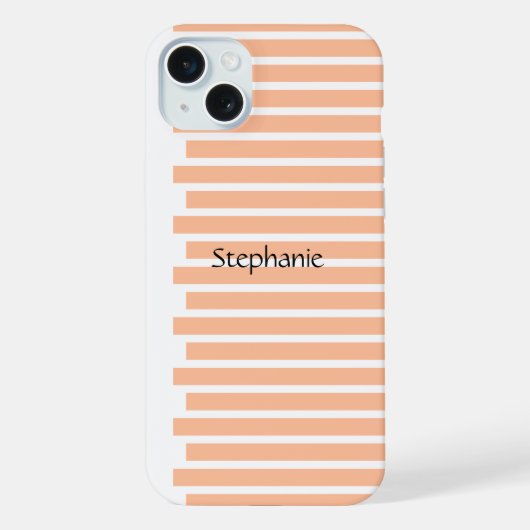 Peach Fuzz Monogram Aangepaste naam Stripes 2024 iPhone Hoesje (Achterkant)
